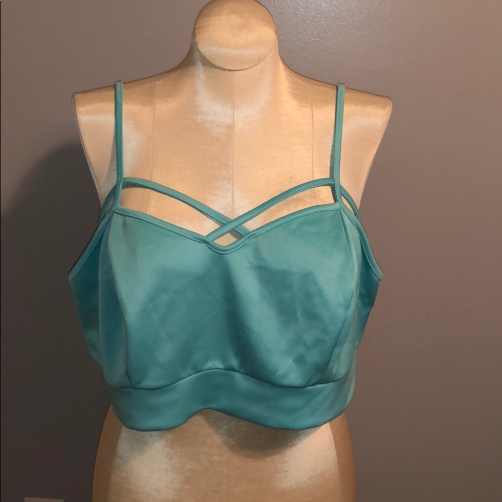 Society Plus Blue Criss-Cross Crop Top Size 22/24